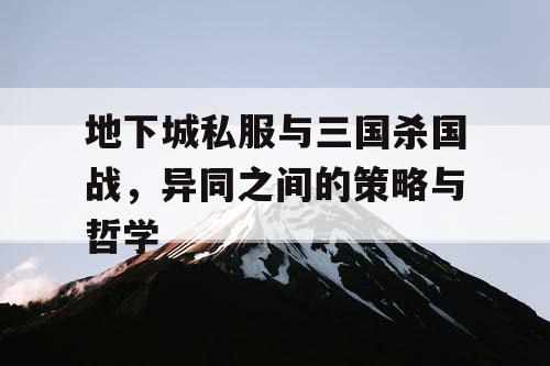 地下城私服与三国杀国战，异同之间的策略与哲学