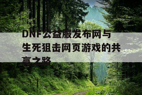 DNF公益服发布网与生死狙击网页游戏的共赢之路