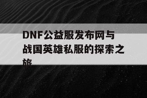 DNF公益服发布网与战国英雄私服的探索之旅