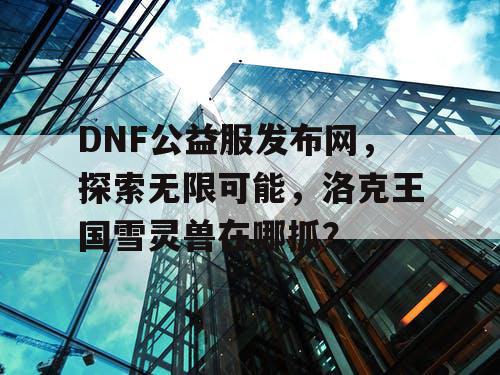 DNF公益服发布网，探索无限可能，洛克王国雪灵兽在哪抓？